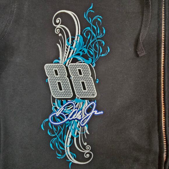 NASCAR Dale Jr Long Sleeve Hooded Decal Zipper Sweatshirt w/Pockets Women's XL - Picture 2 of 11